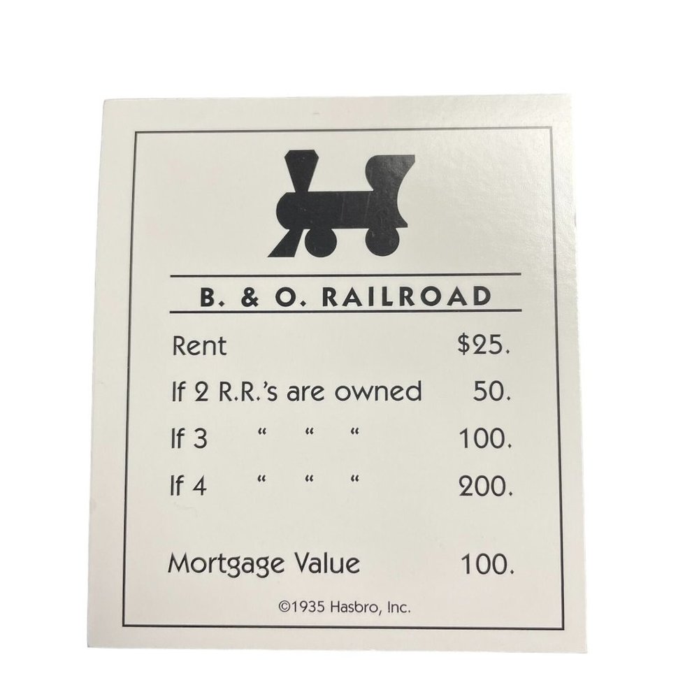 Monopoly Classic B and O Railroad Property Title Deed Card Replacement u